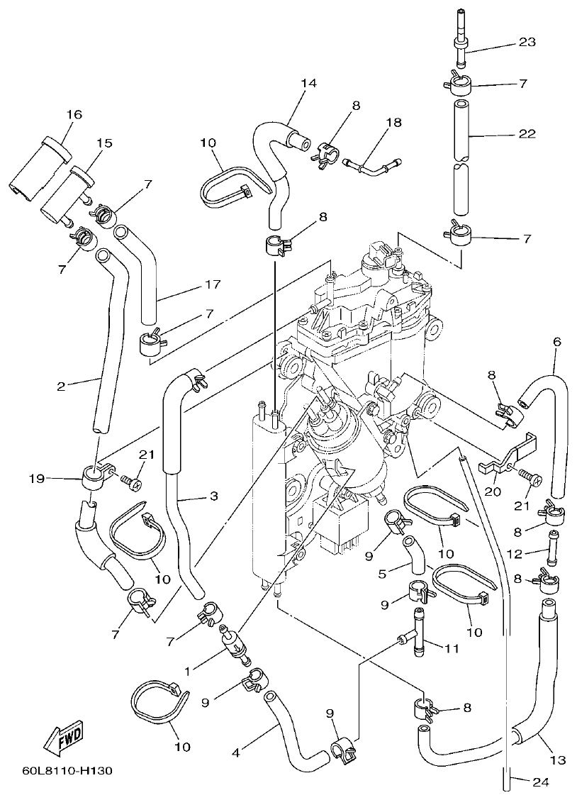 Yamaha F200BET, FL200BET FUEL INJECTION PUMP 2 parts diagram